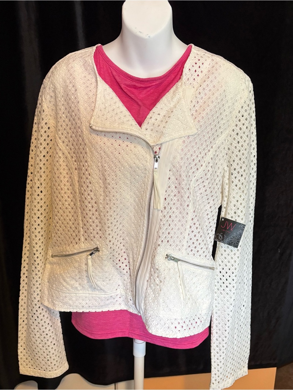 JW Style White Jacket with Zip-Front